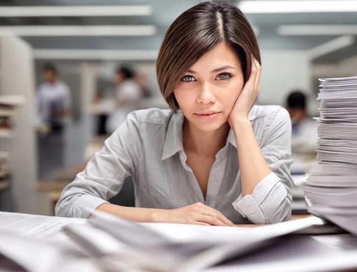 A journalist reviewing articles on a desk, practicing journalistic ethics in digital news writing