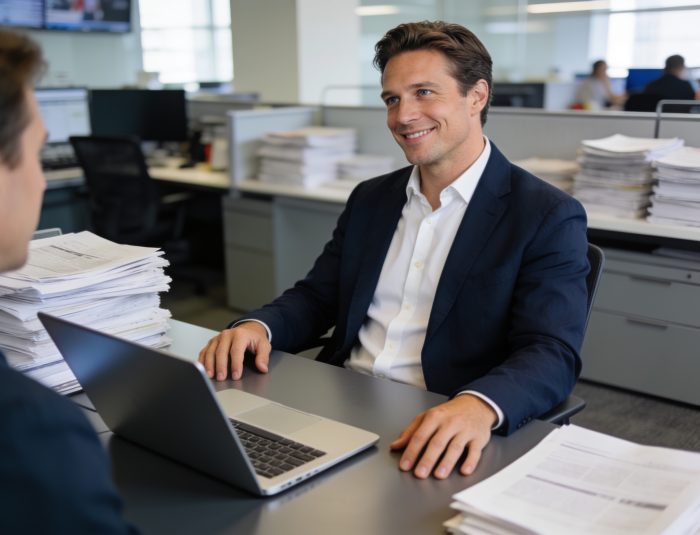 American journalist applying literary journalism storytelling impact techniques in a modern newsroom setting.